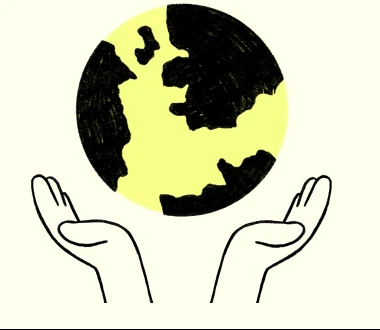 Ilustración: dos manos sosteniendo el planeta