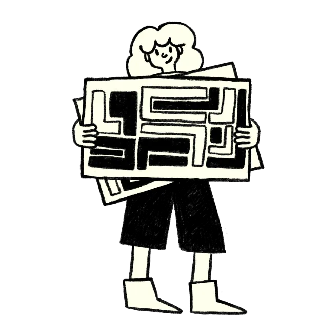 Ilustración: persona sosteniendo un tablero de identidad de marca
